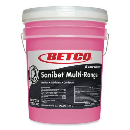 BETCO Symplicity Sanibet Multi-Range Sanitizer Disinfectant Deodorizer, 5 gal Pail 2370500